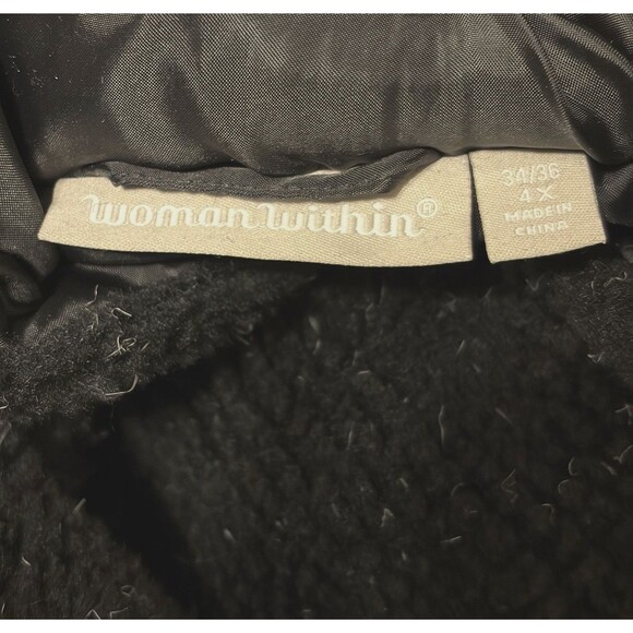 Women Within Plus Size 4X 34/36 Black Coat Button Down W/Hood Fall Winter Jacket - Picture 4 of 9